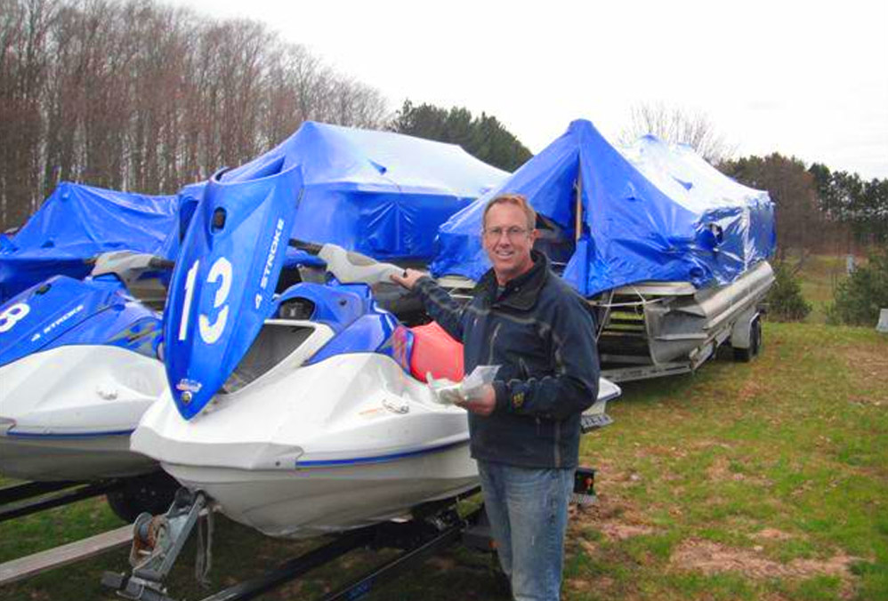 Aussie Watersports owner Brett in boat yard