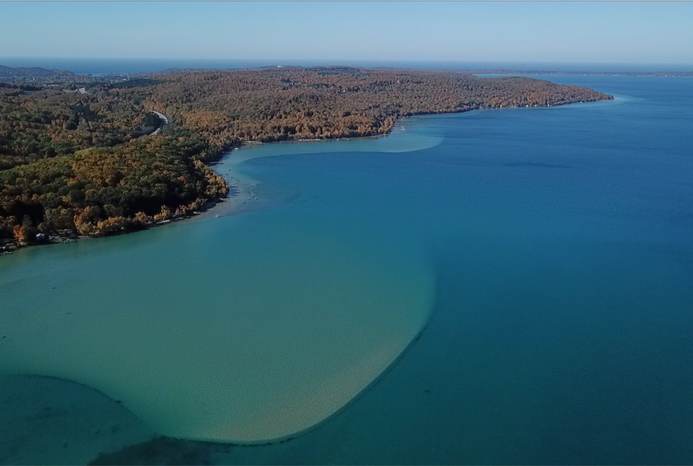 view of beautiful Crystal Lake from above 